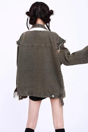 Quick Outfits, Modest Fashion Outfits Ideas Grunge Button Up Oversized Denim Jacket