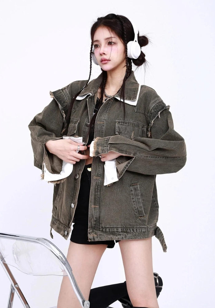 Quick Outfits, Modest Fashion Outfits Ideas Grunge Button Up Oversized Denim Jacket Quick Outfits, Modest Fashion Outfits Ideas Grunge Button Up Oversized Denim Jacket
