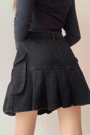 Quick Outfits, Modest Fashion Outfits Ideas Grunge Cargo Denim Mini Skirt