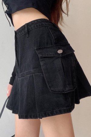 Quick Outfits, Modest Fashion Outfits Ideas Grunge Cargo Denim Mini Skirt