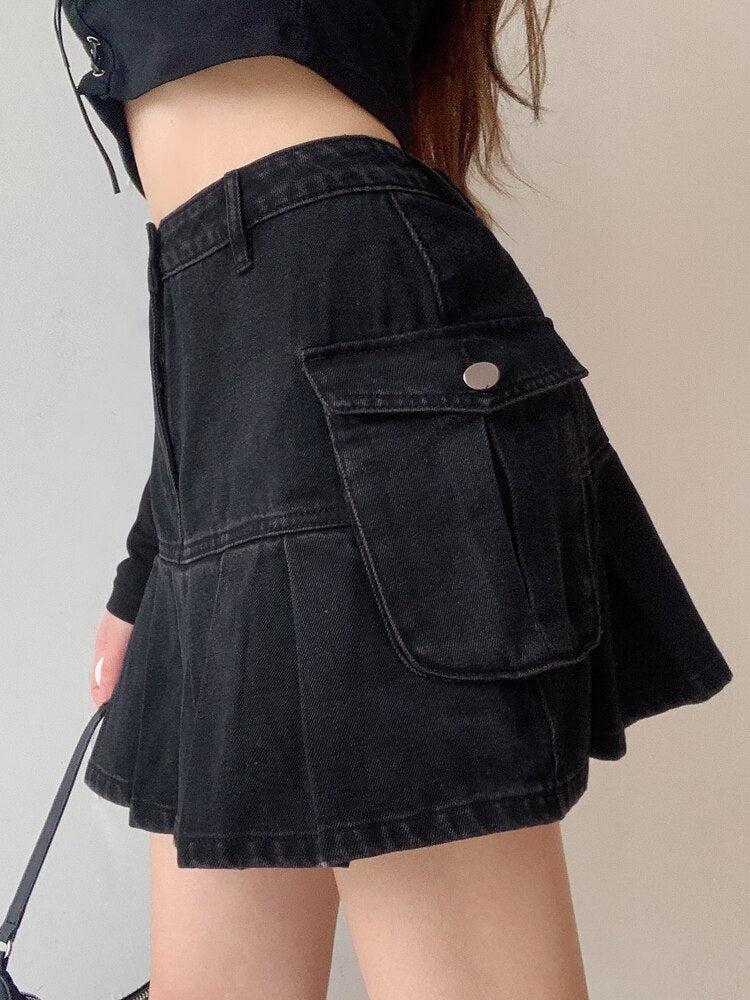 Quick Outfits, Modest Fashion Outfits Ideas Grunge Cargo Denim Mini Skirt Quick Outfits, Modest Fashion Outfits Ideas Grunge Cargo Denim Mini Skirt