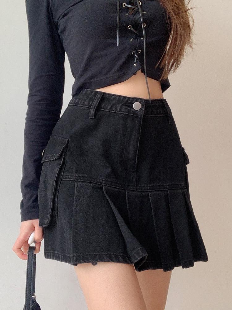 Quick Outfits, Modest Fashion Outfits Ideas Grunge Cargo Denim Mini Skirt Quick Outfits, Modest Fashion Outfits Ideas Grunge Cargo Denim Mini Skirt