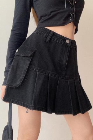 Quick Outfits, Modest Fashion Outfits Ideas Grunge Cargo Denim Mini Skirt