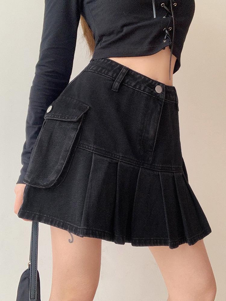 Quick Outfits, Modest Fashion Outfits Ideas Grunge Cargo Denim Mini Skirt Quick Outfits, Modest Fashion Outfits Ideas Grunge Cargo Denim Mini Skirt