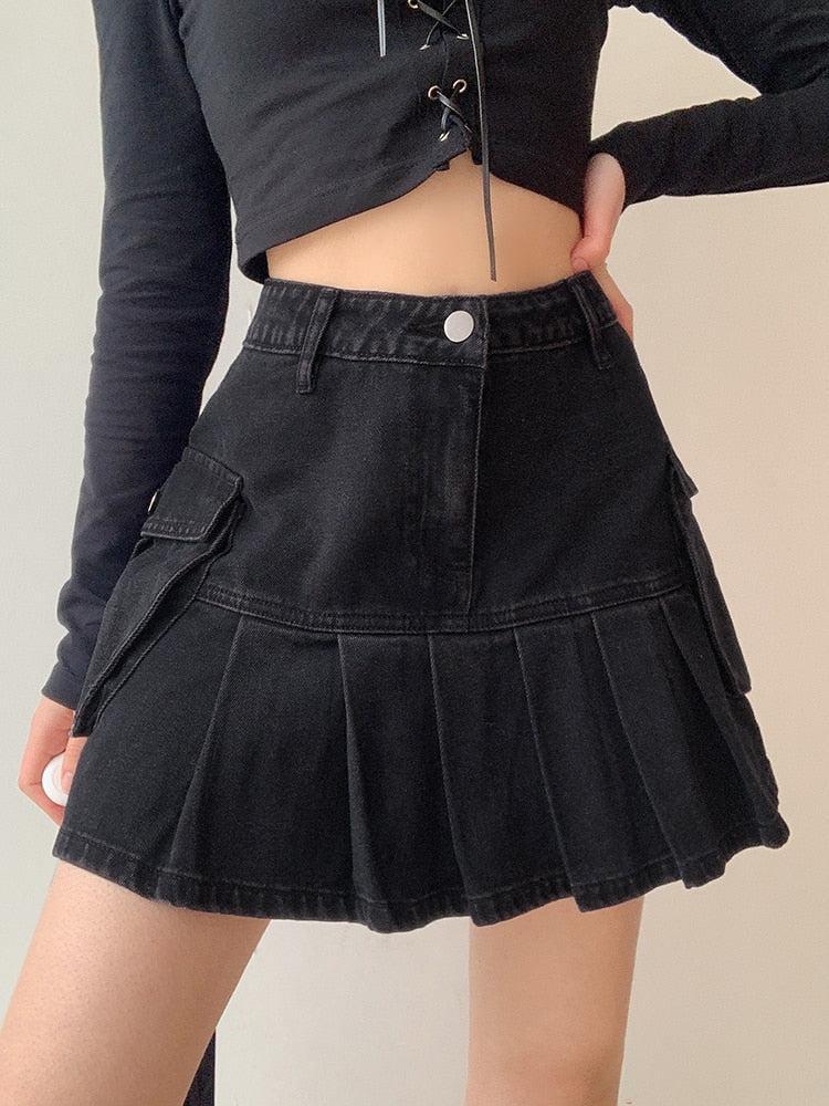 Quick Outfits, Modest Fashion Outfits Ideas Grunge Cargo Denim Mini Skirt Quick Outfits, Modest Fashion Outfits Ideas Grunge Cargo Denim Mini Skirt