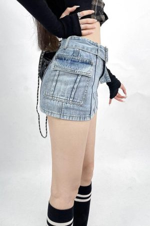 Quick Outfits, Modest Fashion Outfits Ideas Grunge Cargo Jean Mini Skort