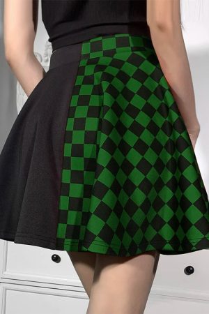 Quick Outfits, Modest Fashion Outfits Ideas Grunge Checked A-Line Mini Skirt