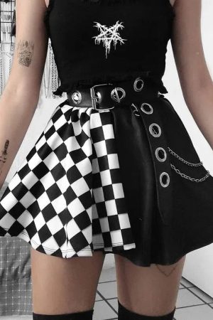 Quick Outfits, Modest Fashion Outfits Ideas Grunge Checked A-Line Mini Skirt