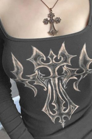 Quick Outfits, Modest Fashion Outfits Ideas Grunge Cross Bleached Top