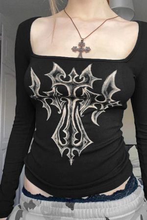 Quick Outfits, Modest Fashion Outfits Ideas Grunge Cross Bleached Top