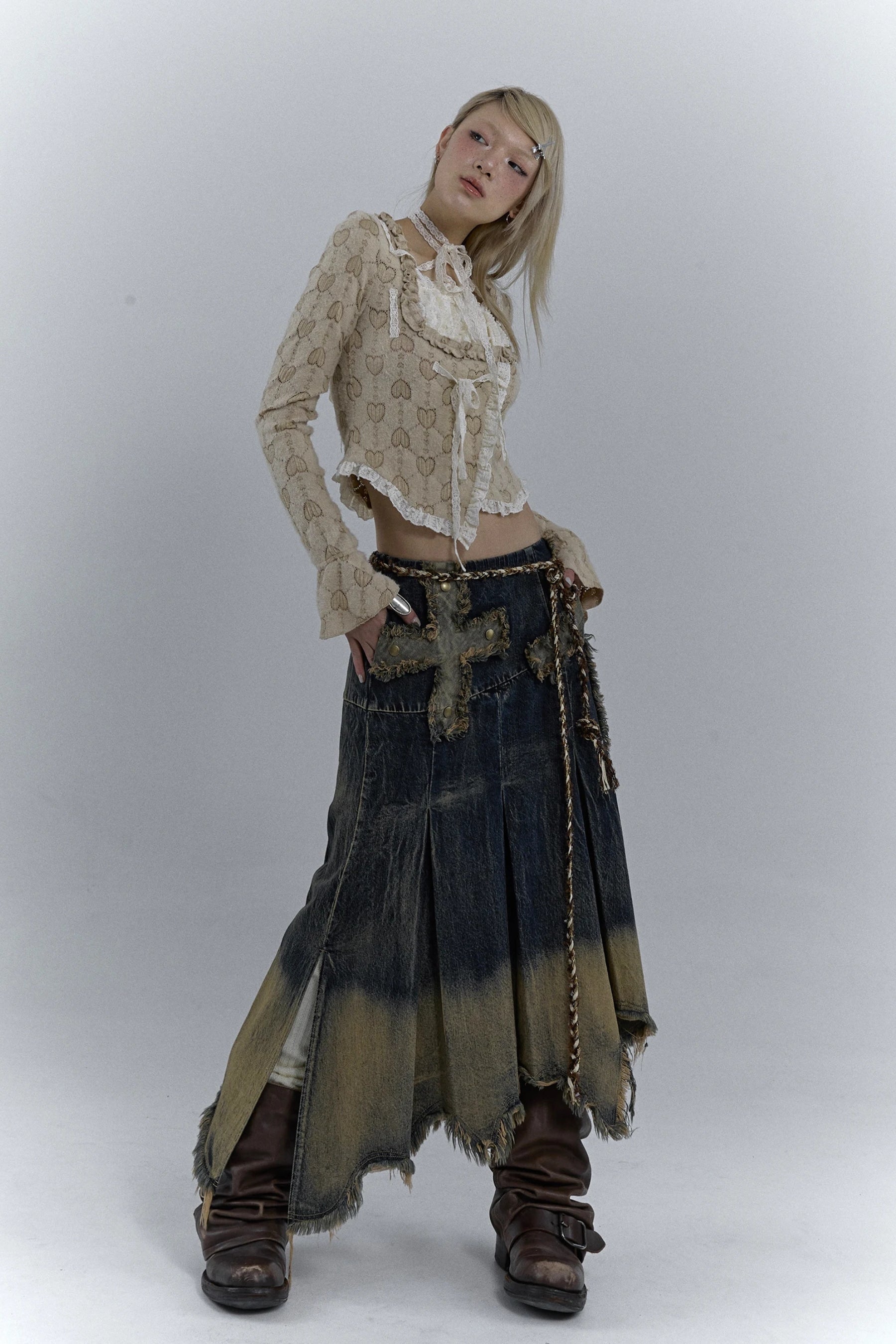 Quick Outfits, Modest Fashion Outfits Ideas Grunge Cross Patch Pleated Maxi Skirt