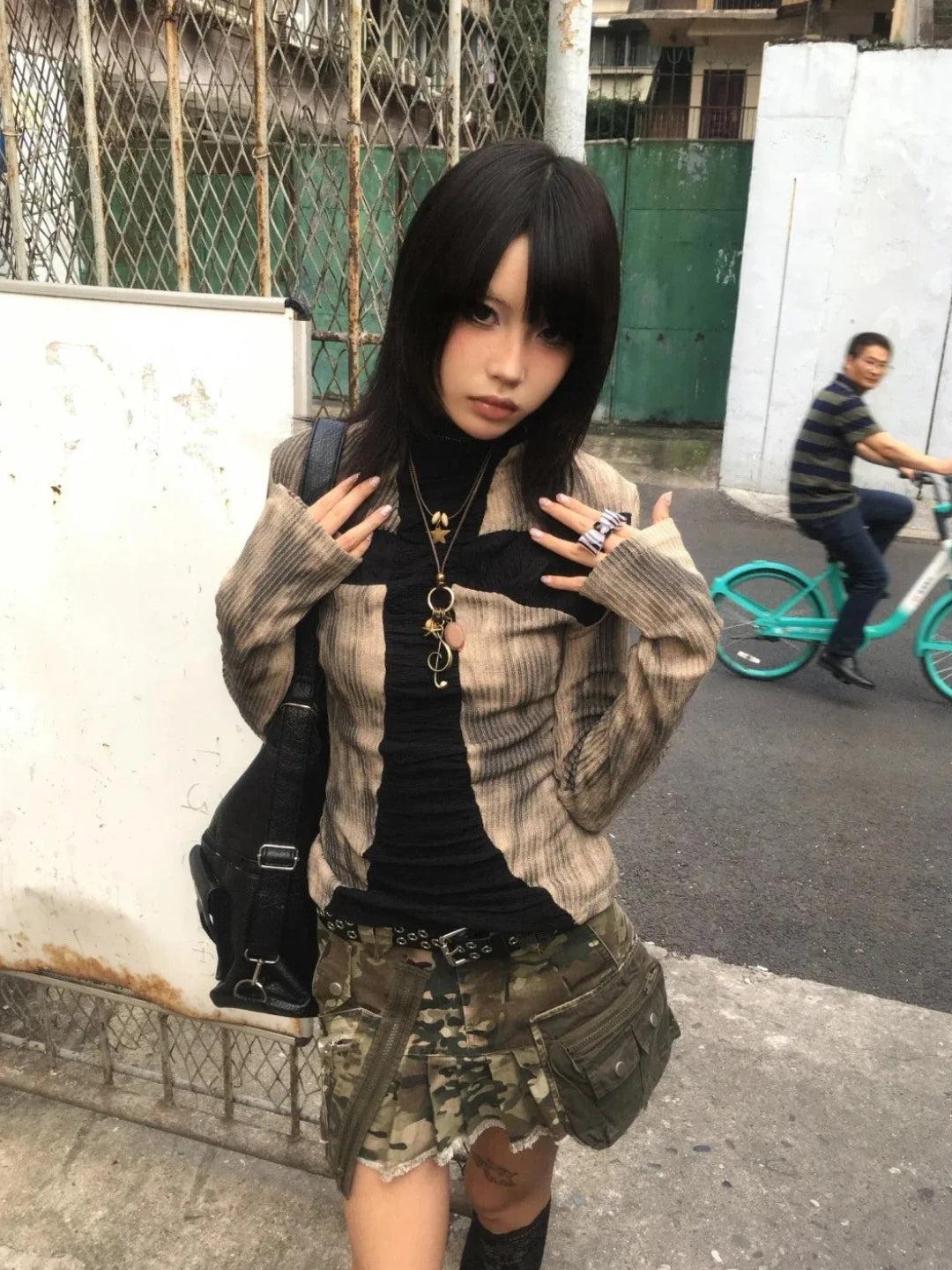 Quick Outfits, Modest Fashion Outfits Ideas Grunge Cross Path Ribbed Top Quick Outfits, Modest Fashion Outfits Ideas Grunge Cross Path Ribbed Top