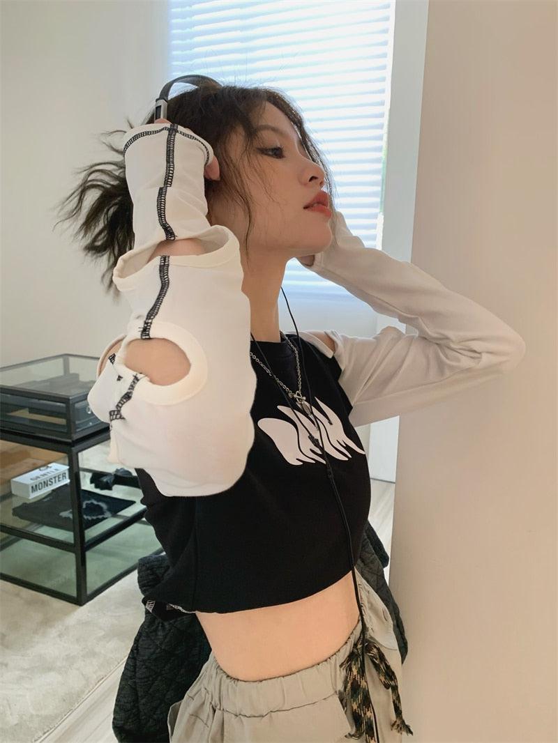 Quick Outfits, Modest Fashion Outfits Ideas Grunge Cut-Out Crop Top Quick Outfits, Modest Fashion Outfits Ideas Grunge Cut-Out Crop Top