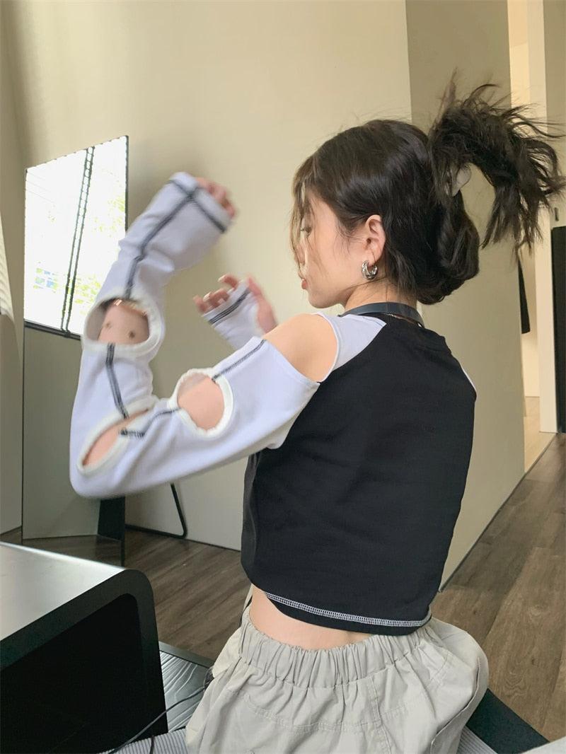Quick Outfits, Modest Fashion Outfits Ideas Grunge Cut-Out Crop Top Quick Outfits, Modest Fashion Outfits Ideas Grunge Cut-Out Crop Top