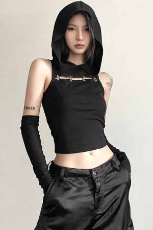 Quick Outfits, Modest Fashion Outfits Ideas Grunge Cut Out Hooded Top
