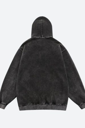 Quick Outfits, Modest Fashion Outfits Ideas Grunge Dark Washed Embroidered Hoodie