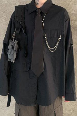 Quick Outfits, Modest Fashion Outfits Ideas Grunge Detachable Sleeve Shirt