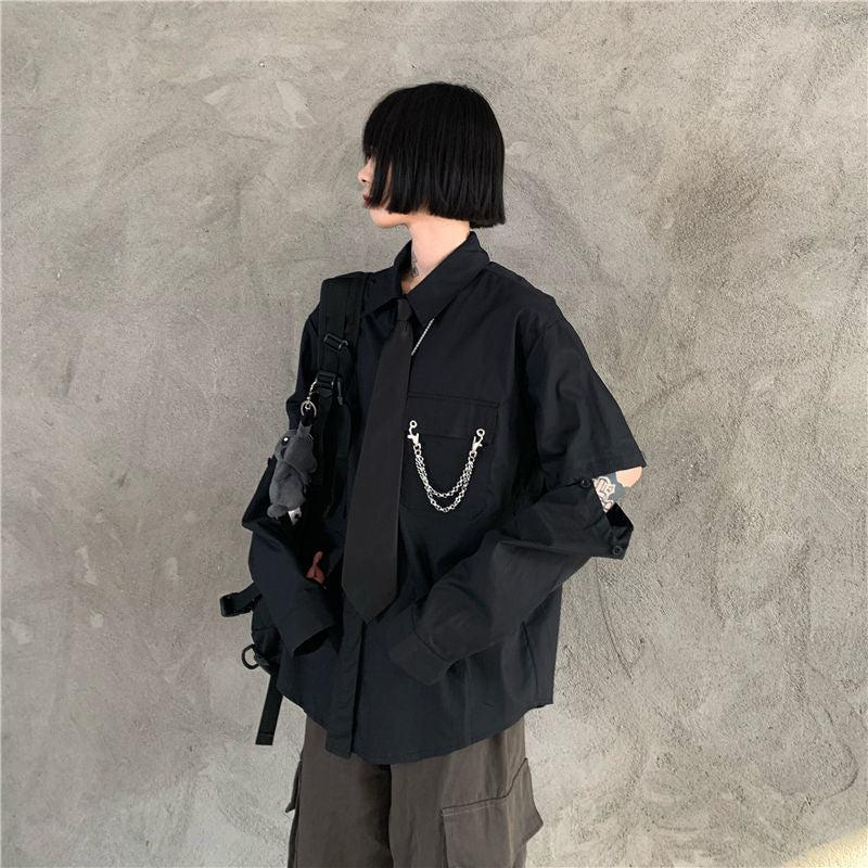 Quick Outfits, Modest Fashion Outfits Ideas Grunge Detachable Sleeve Shirt Quick Outfits, Modest Fashion Outfits Ideas Grunge Detachable Sleeve Shirt