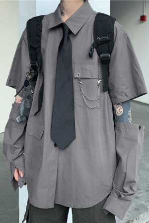 Quick Outfits, Modest Fashion Outfits Ideas Grunge Detachable Sleeve Shirt