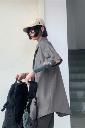 Quick Outfits, Modest Fashion Outfits Ideas Grunge Detachable Sleeve Shirt