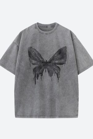 Quick Outfits, Modest Fashion Outfits Ideas Grunge Distressed Butterfly Tee