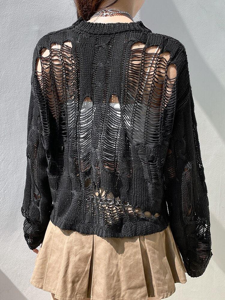 Quick Outfits, Modest Fashion Outfits Ideas Grunge Distressed Knit Sweater Quick Outfits, Modest Fashion Outfits Ideas Grunge Distressed Knit Sweater