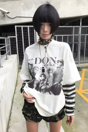 Quick Outfits, Modest Fashion Outfits Ideas Grunge Don't Smoke Layered Top