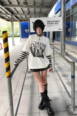 Quick Outfits, Modest Fashion Outfits Ideas Grunge Don't Smoke Layered Top