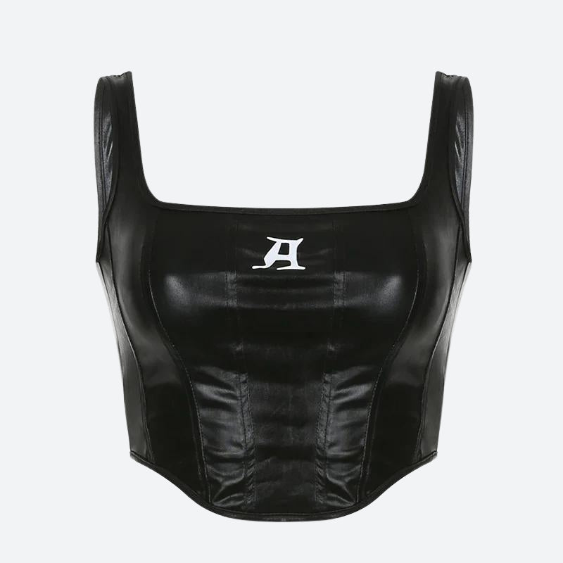 Quick Outfits, Modest Fashion Outfits Ideas Grunge Faux Leather Crop Corset Top Quick Outfits, Modest Fashion Outfits Ideas Grunge Faux Leather Crop Corset Top