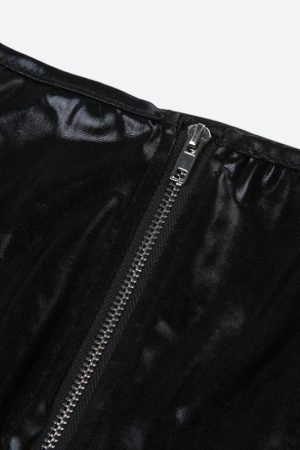 Quick Outfits, Modest Fashion Outfits Ideas Grunge Faux Leather Crop Corset Top