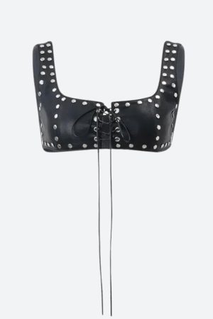 Quick Outfits, Modest Fashion Outfits Ideas Grunge Faux Leather Lace Up Crop Top