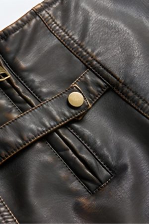 Quick Outfits, Modest Fashion Outfits Ideas Grunge Faux Leather Slit Mini Skort