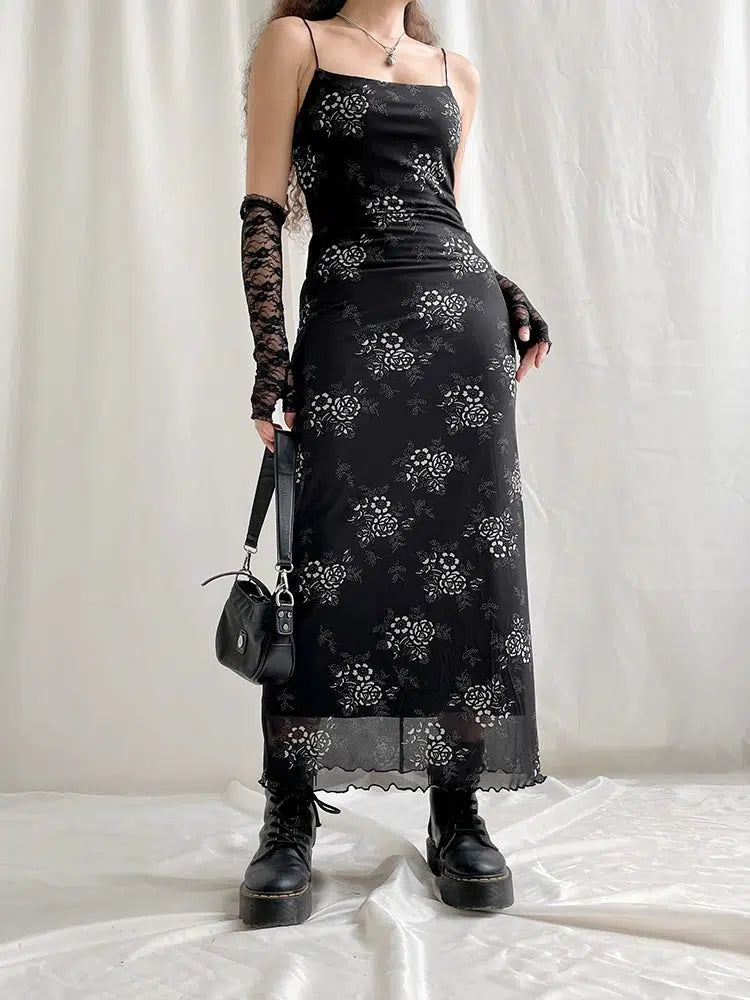 Quick Outfits, Modest Fashion Outfits Ideas Grunge Floral Mesh Midi Dress Quick Outfits, Modest Fashion Outfits Ideas Grunge Floral Mesh Midi Dress