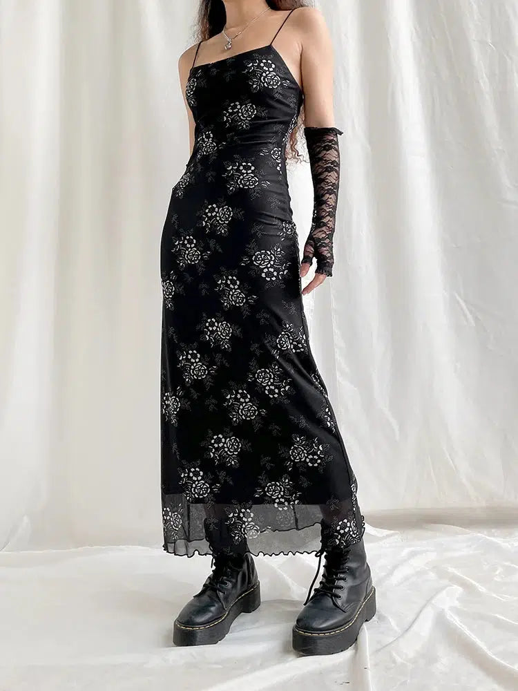 Quick Outfits, Modest Fashion Outfits Ideas Grunge Floral Mesh Midi Dress Quick Outfits, Modest Fashion Outfits Ideas Grunge Floral Mesh Midi Dress