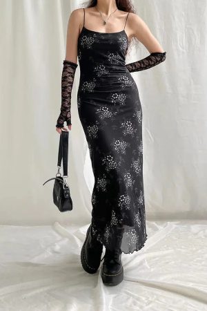 Quick Outfits, Modest Fashion Outfits Ideas Grunge Floral Mesh Midi Dress