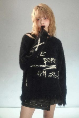 Quick Outfits, Modest Fashion Outfits Ideas Grunge Fluffy Knitted Sweater