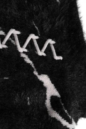 Quick Outfits, Modest Fashion Outfits Ideas Grunge Fluffy Lace Up Sweater