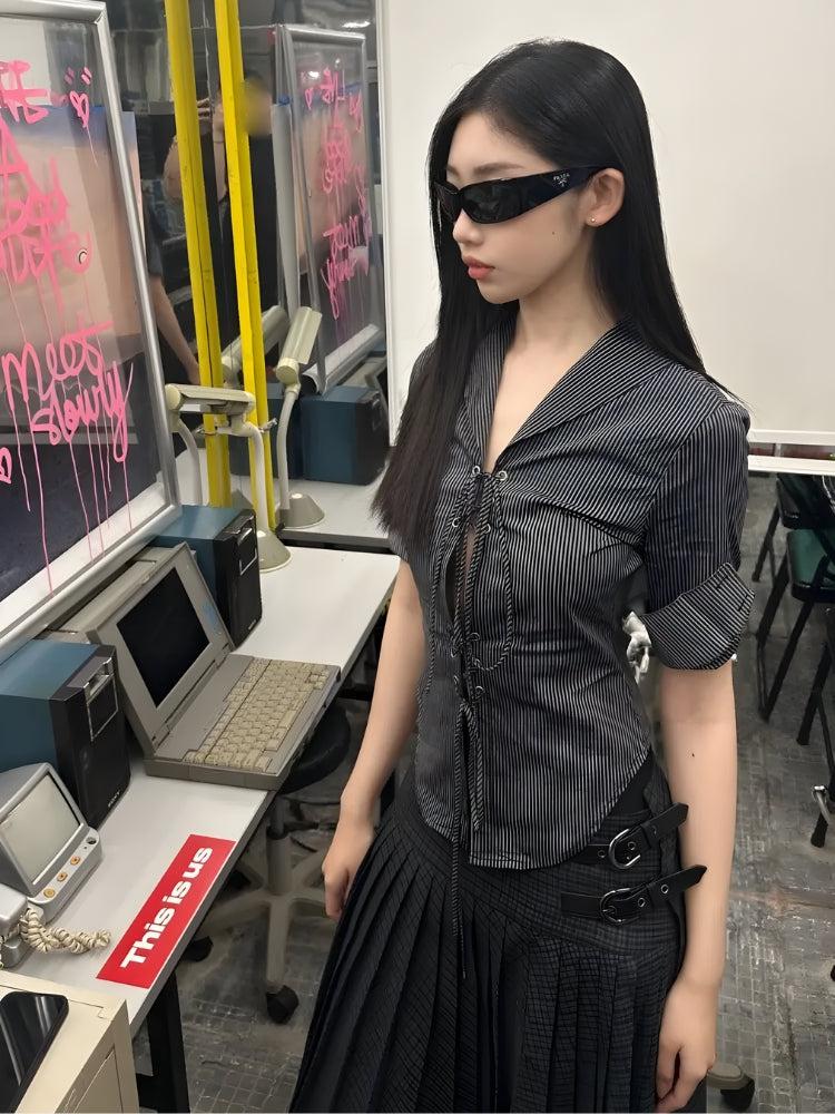 Quick Outfits, Modest Fashion Outfits Ideas Grunge Lace Up Shirt Quick Outfits, Modest Fashion Outfits Ideas Grunge Lace Up Shirt