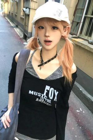 Quick Outfits, Modest Fashion Outfits Ideas Grunge Layered Off Shoulder Top