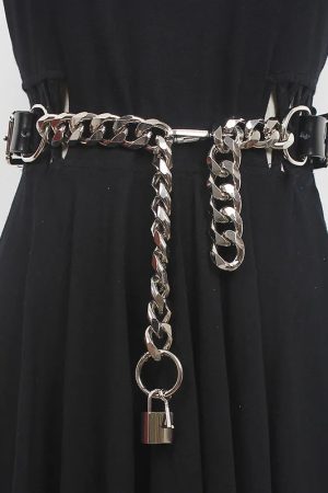 Quick Outfits, Modest Fashion Outfits Ideas Grunge Lock Faux Leather Chain Belt