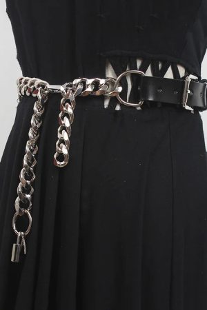 Quick Outfits, Modest Fashion Outfits Ideas Grunge Lock Faux Leather Chain Belt