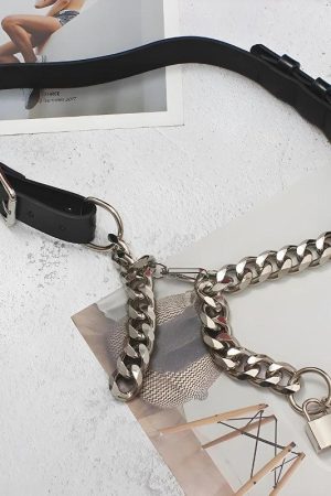 Quick Outfits, Modest Fashion Outfits Ideas Grunge Lock Faux Leather Chain Belt