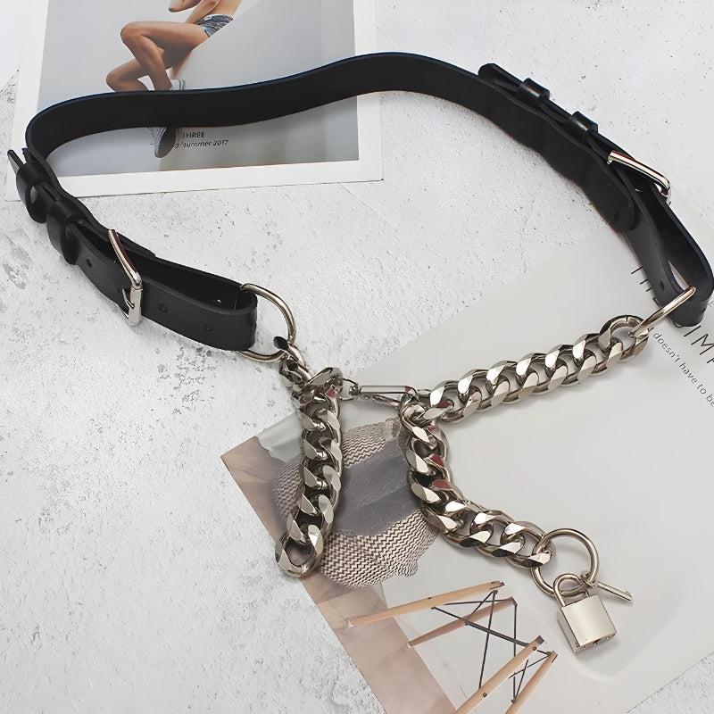 Quick Outfits, Modest Fashion Outfits Ideas Grunge Lock Faux Leather Chain Belt Quick Outfits, Modest Fashion Outfits Ideas Grunge Lock Faux Leather Chain Belt