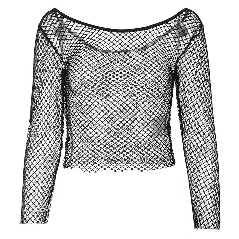 Quick Outfits, Modest Fashion Outfits Ideas Grunge Long Sleeve Fishnet Top Quick Outfits, Modest Fashion Outfits Ideas Grunge Long Sleeve Fishnet Top