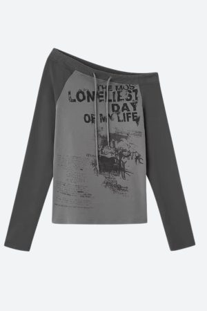 Quick Outfits, Modest Fashion Outfits Ideas Grunge One Shoulder Drawstring Top