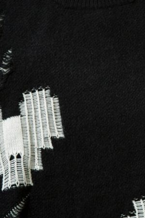 Quick Outfits, Modest Fashion Outfits Ideas Grunge Pixel Hearts Knitted Sweater