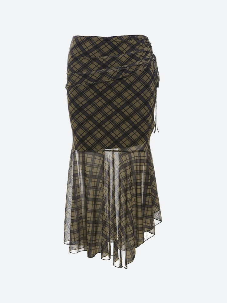 Quick Outfits, Modest Fashion Outfits Ideas Grunge Plaid Mesh Midi Skirt Quick Outfits, Modest Fashion Outfits Ideas Grunge Plaid Mesh Midi Skirt