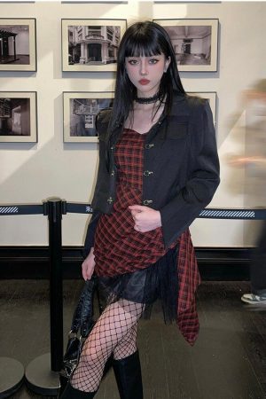 Quick Outfits, Modest Fashion Outfits Ideas Grunge Plaid Mini Dress