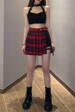 Quick Outfits, Modest Fashion Outfits Ideas Grunge Plaid Mini Skort