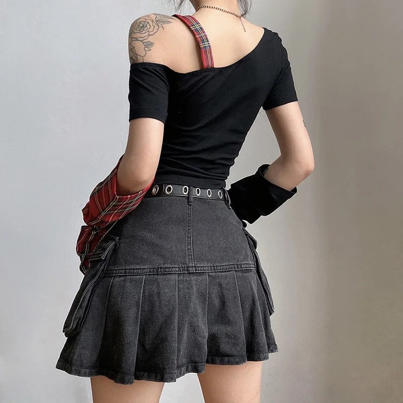 Quick Outfits, Modest Fashion Outfits Ideas Grunge Plaid Star Patch Top Quick Outfits, Modest Fashion Outfits Ideas Grunge Plaid Star Patch Top